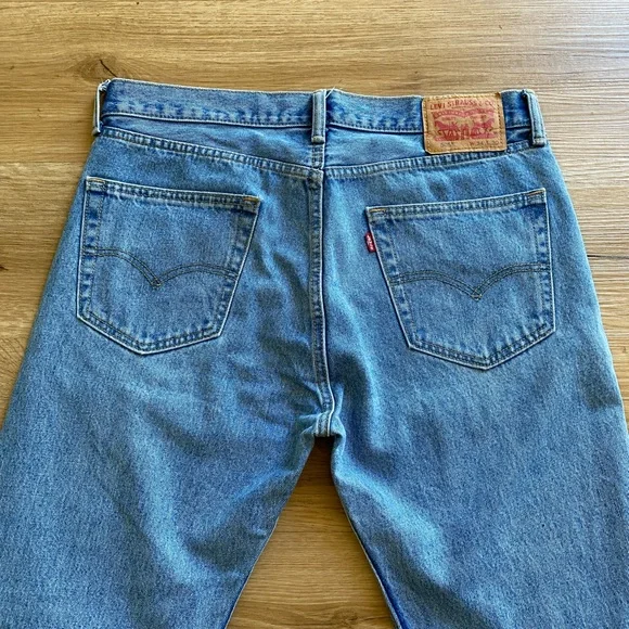 Levi's 505 Blue Straight Jeans Classic Denim- 34x30 - Picture 4 of 5